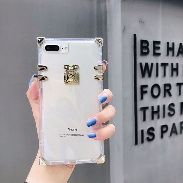 

Transparent Square Plating Soft Silicone Phone Cover Shell Clear Fashion Brand Back Case for iPhone XS Max XR X 6s 7 8 Plus