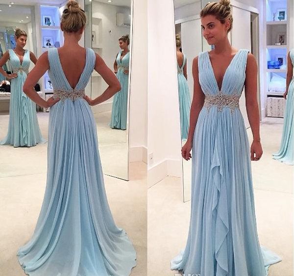 

2019 light sky blue evening dress deep v neck long formal holiday celebrity wear prom party gown custom made plus size, Black;red