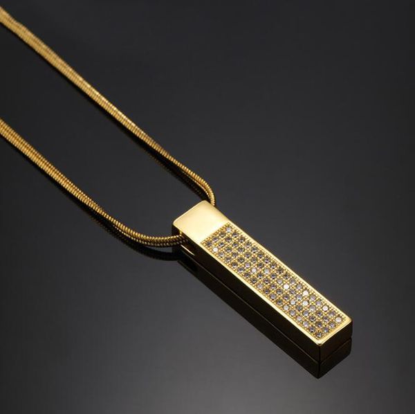 

cube bar bullion necklace pendant gold plated copper necklace hiphop brand dance charm chain hip hop golden jewelry for gifts 2018 new style, Silver
