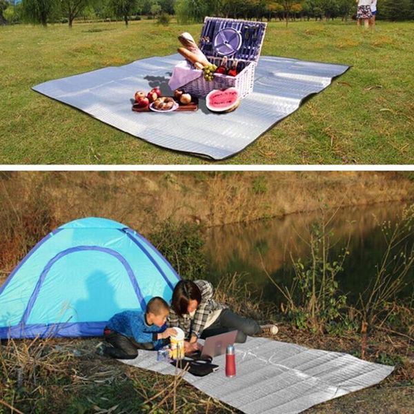 

outdoor camping mat air mattress picnic blanket picnic mat pads aluminum foil camping dampproof beach 3 sizes