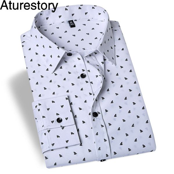

aturestory mens spring autumn business wear shirt men casual long sleeve lapel shirts male simple lapel camiseta masculina, White;black