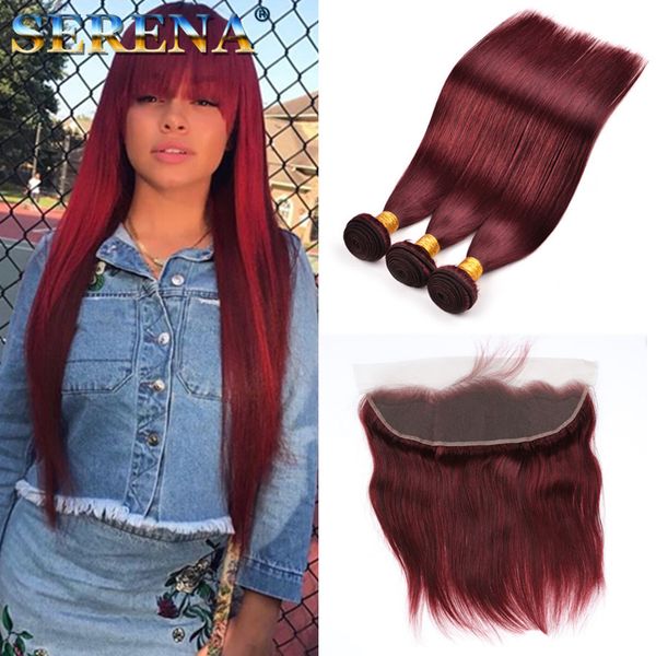 99j Red Wine Brazilian Straight Human Hair Weaves 10 30inch Long