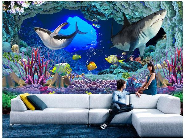 papel de parede 3D Foto personalizzata murale Carta da parati Underwater World 3D Tutta la casa wallpapers soggiorno sfondo Wall papers home decor