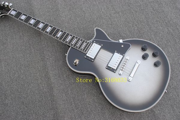 

factory custom silverburst electric guitar metal silver burst rosewood fingerboard & ebony fingerboard ing
