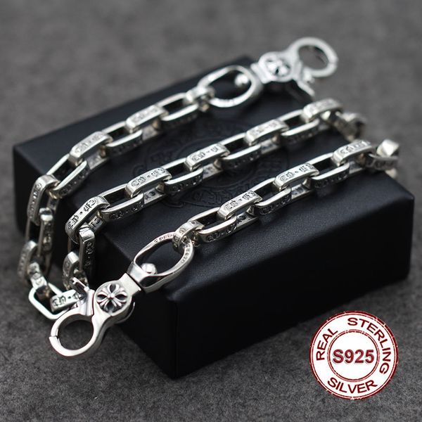

s925 men's sterling silver trousers retro personality punk style jewelry letters rough chain girls package chain send lover's, Slivery;golden