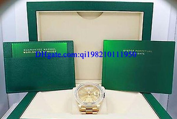

christmas gift 59.mens watch 40mm day-date 228238 18k yellow gold champagne stick dial new dress styles, Slivery;brown