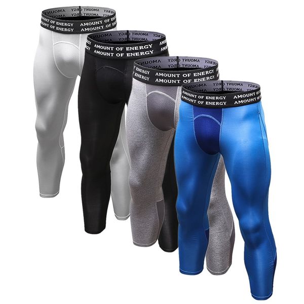 

nice 4 color men's compression tight pants fitness elastic pants grassroots professional quick dry, Black;blue