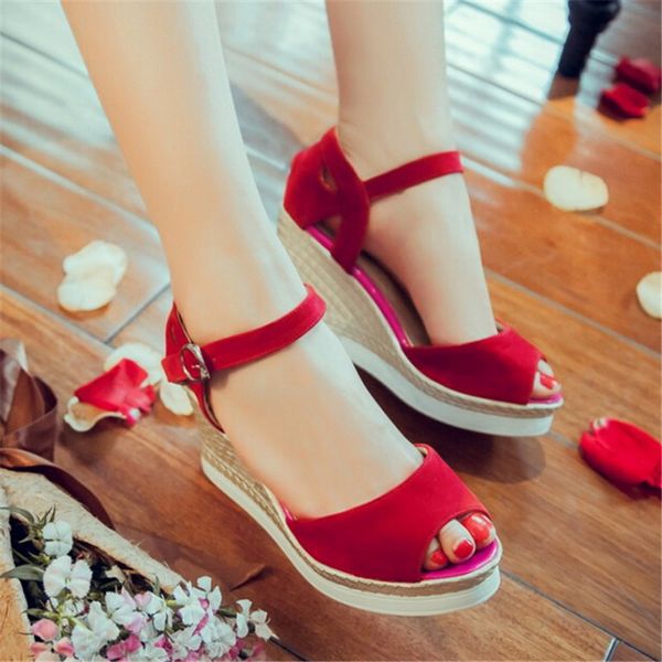 

sales2018 wholesale-ladies platform high wedge heel sandals women summer shoes pumps, Black