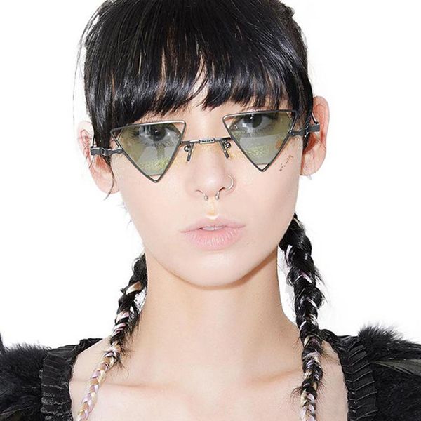 

trendymate vintage punk styles women triangle sunglasses fashion men hollow out red lens shades sun glasses for men uv400 5256t, White;black