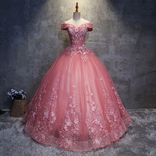 

2018 Кружева Аппликация Платья Quinceanera Бальное платье Выпускные платья Корсет Тюль 2