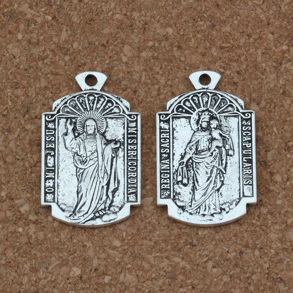 

o mi jesus misericordia medal religion charms pendants 50pcs/lot 18.5x31mm antique silver fashion jewelry diy fit bracelets necklace, Bronze;silver