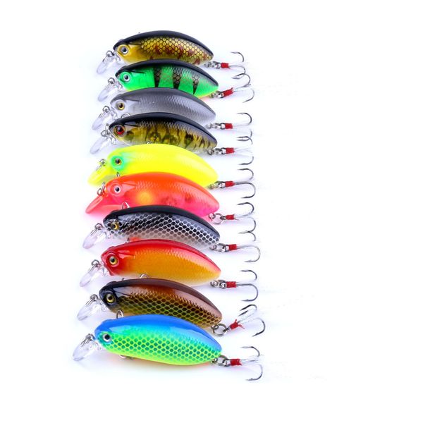 

lenpaby 10pcs hard plastic 3d eyes minnow fishing lures bass crankbait tackle hard lure with classic