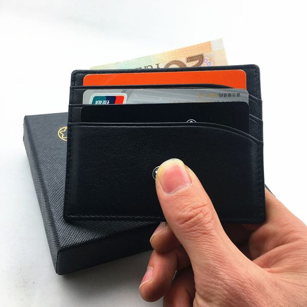 

male genuine leather famous designer credit card holder wallet classic black men slim fashion id card case 2017 new arrivals mini pocket bag, Brown;gray