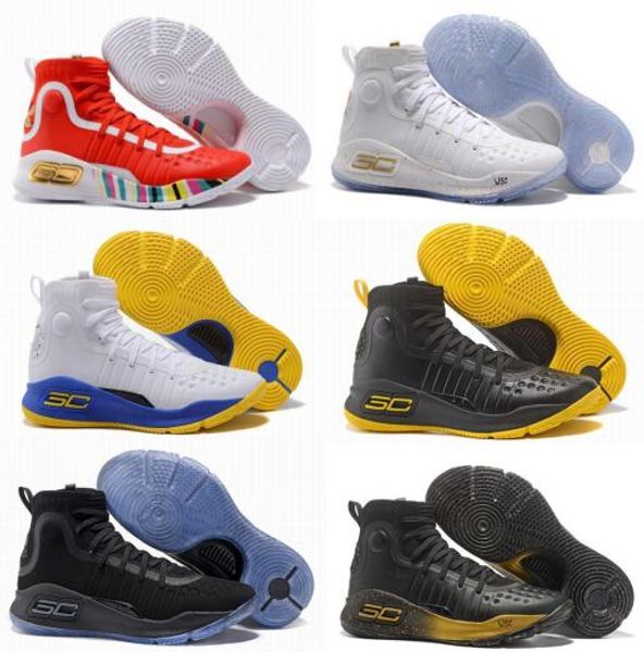 

2018 Новый Currys 4 Низкий Баскетбол Обувь Черное Золото Чемпионат Высокое Качество Молодежи Обучение Спортивные Кроссовки Размер 7-12