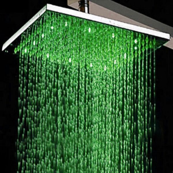 

chrome finish 8" led square rain shower head wall mounted brass 37cm shower arm