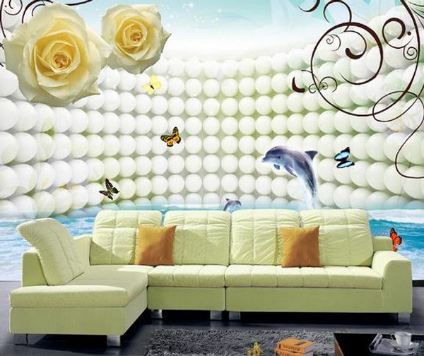 

3d space stereo dolphins background 3d wall murals wallpaper factory direct sales