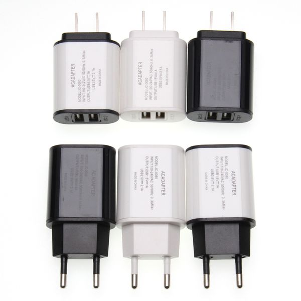 Caricabatterie USB 5V 2A completo Caricabatterie per telefono cellulare intelligente a 2 porte per LG Samsung Xiaomi Tablet Power Wall Travel Adapter EU / US Plug