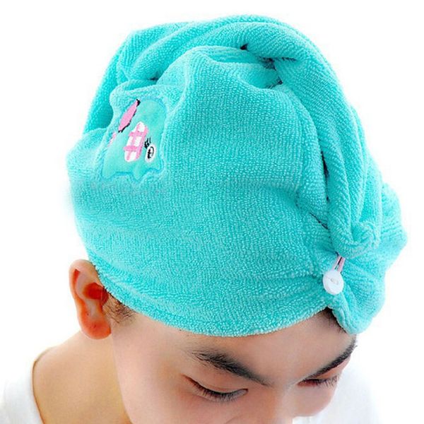 

lovely hair towel super absorbent turban hair-drying cap bathrobe hat head wrap quick dry bathroom tools e