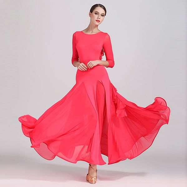 

yellow ballroom dress woman ballroom dance clothes red spanish flamenco dress viennese waltz fringe tango foxtrot, Black;red