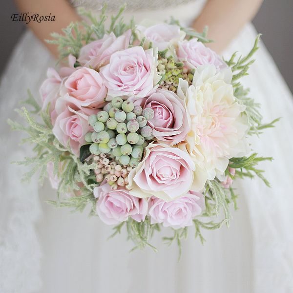 Acheter Bouquet De Mariée Romantique Mariage Personnalisé Main De Mariée Tenant Un Bouquet Pour Fleurs De Demoiselle Dhonneur Mariages Roses En