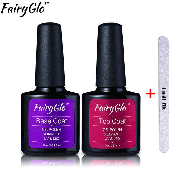 

fairyglo nail set manicura 10ml base coat coat uv lamp nail acessories buffer file soak off gel polish kit art pedicure