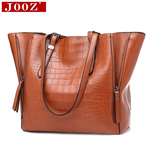 

jooz women handle bags alligator pu leather women messenger bags double strap big shoulder bags for woman bucket handbags d18102407