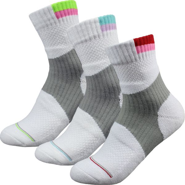 

3 pairs/pack women's badminton socks cotton sports socks outdoor hiking towel terry, Black
