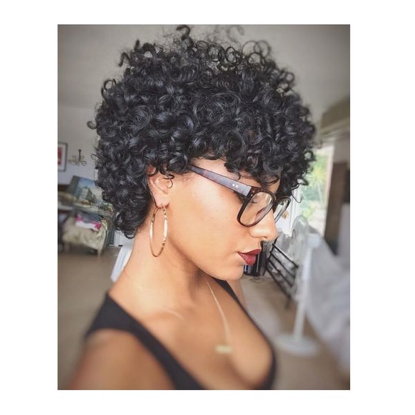 Hot Brazilian Hair African Ameri Short Afro Kinky Curly Wig