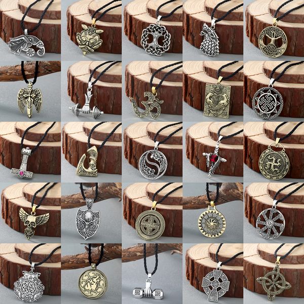 

qiming nordic viking men necklace women slavic symbol amulets kolovrat antique silver cross hammer pendant male necklace jewelry