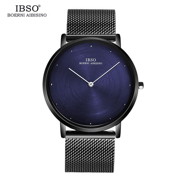 

ibso 7mm ultra-thin mens watches 2017 stainless steel mesh strap quartz watch men dial fashion male clock relogio masculino, Slivery;brown