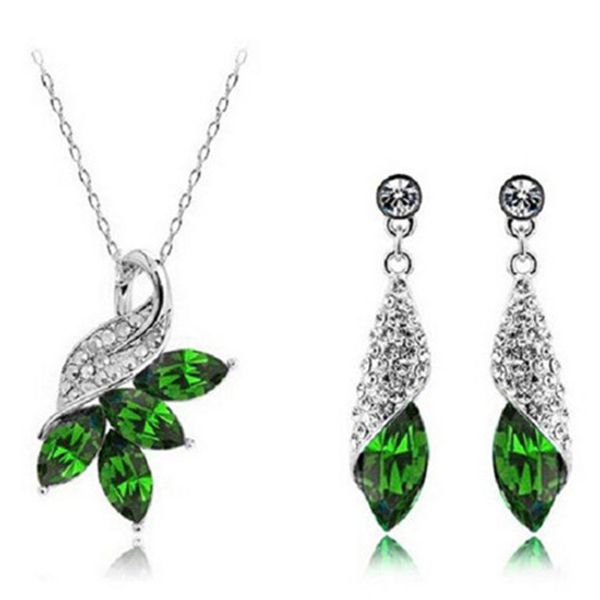 

atreus exquisite austrian crystal silver plated peacock pendant necklace earring fashion party jewelry sets for women