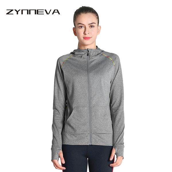 

zynneva 2018 new women yoga sports jacket hooded zipper sports sweatshirt breathable running fitness long sleeved jacket pt509, Black;red