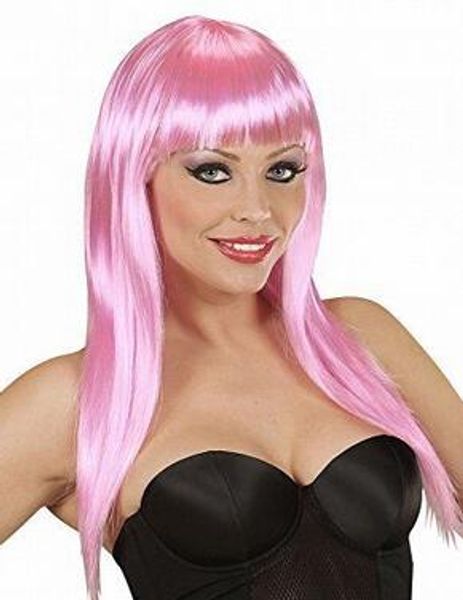 

fashion pink long women's synthetic wavy hair wigs, Black;brown