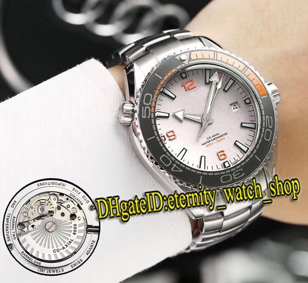 

high-quality planet ocean 232.30.42.21.01.003 ceramic bezel white date dial miyota automatic mens watch 316l steel strap sport watches, Slivery;brown