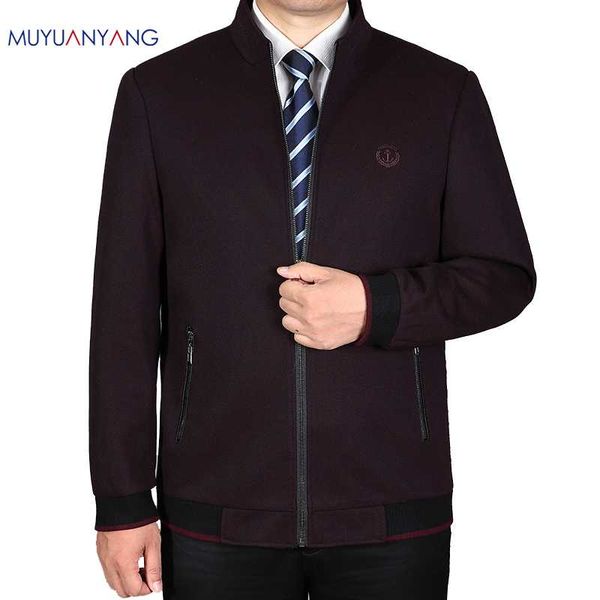 

mu yuan yang 2018 autumn and winter men solid color slim fit jacket male stand zipper smart casual coat 50% off, Black;brown