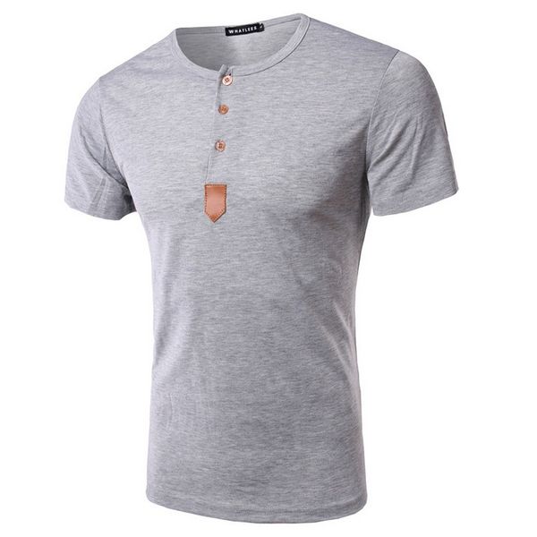 

new men's t-shirt spell leather single breasted short sleeve, White;black