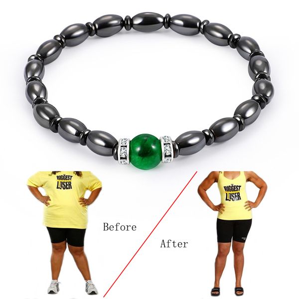 

2018 new women fashion cat eye stone healthcare weight loss slimming charm bracelet hematite magnetic bracelet for women gift, Black
