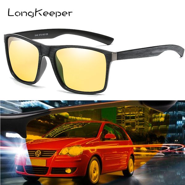 

classic wood grain night vision sunglasses men vintage hd polarized sun glasses women bamboo grain uv400 drivers' gafas 1046, White;black