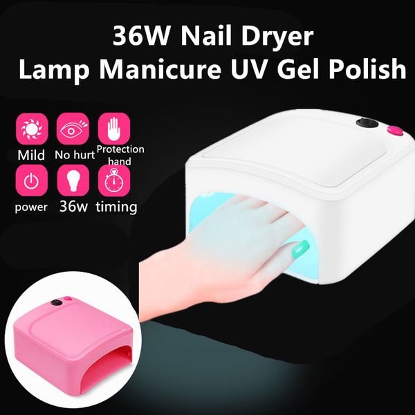 

36w nail dryer lamp manicure 3 tube uv gel polish nail ptherapy light machine quick dry polish glue manicure tool