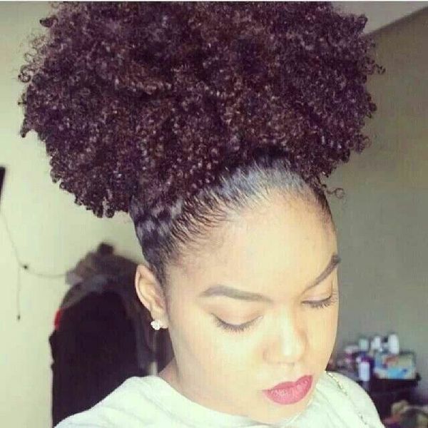

selling afro short kinky curly ponytail bun hair 120g 140g 160g remy hair ponytail extension for black women