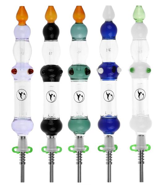 Kit NC colore blu / nero / bianco / rosa / verde con punta in titanio da 14 mm Bong in vetro per unghie in titanio Tubi di fumo economici Pipa in vetro