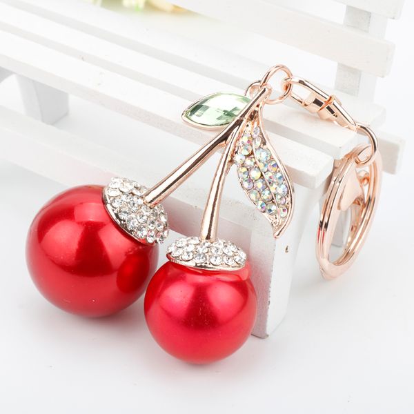 

dongsheng pretty chic red cherry crystal keychain for women rhinestone bag pendant purse key chains pendant llaveros-10, Silver