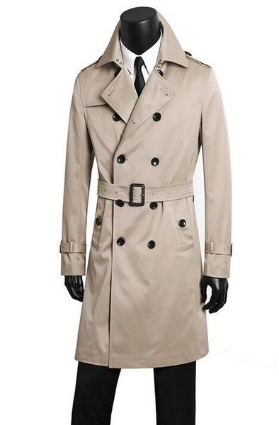 

men's clothing plus size spring and autumn design commercial double breasted long trench coats men beige outerwear fashion 9xl, Tan;black