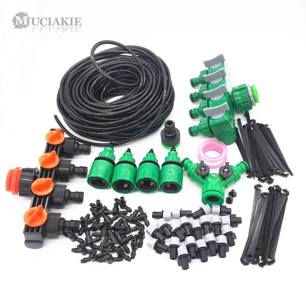 

muciakie 50m to 5m garden watering irrigation kit greenhouse water system with hose splier misting sprinkler tee spray fiing