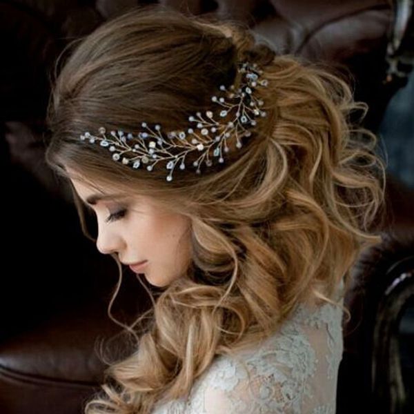 

bridal hair ornaments fashion hairwear wedding hair accessories comb for women girl headpiece headdress head decoration pin, Golden;white