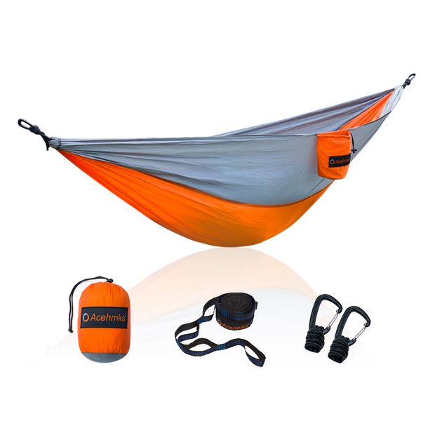 

camping hammock ultralight portable parachute nylon hamc with aluminum carabiners hammock tree straps 300cmx2pcs hamaca acehmks