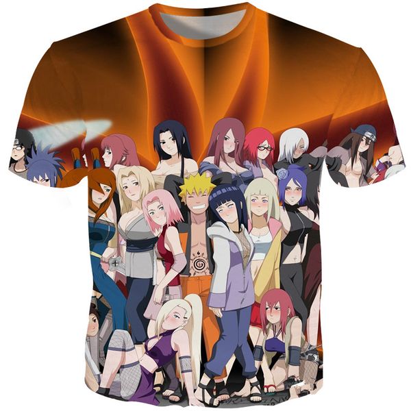 

t-shirts men/women clothes naruto 3d print fashion anime streetwear short sleeve tee shirt fashion u798, White;black