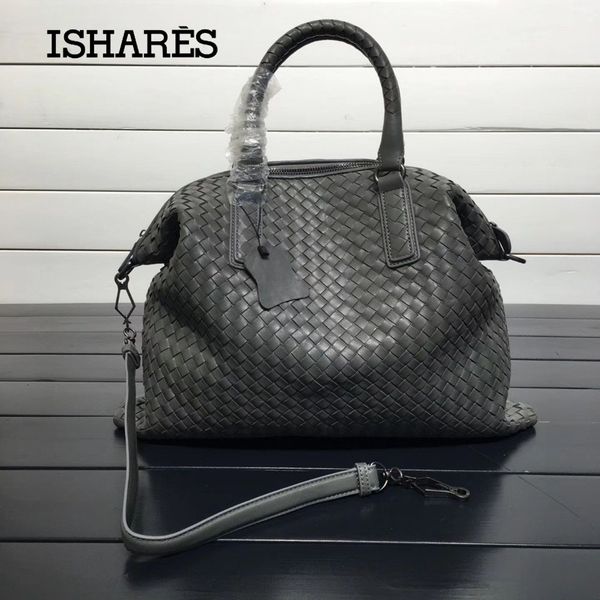 

ishares genuine leather sheepskin totes lambskin folder women weave shoulder bags casual totes handbags is193785-m