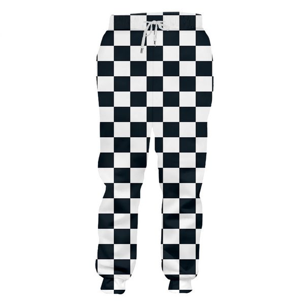 

fall winter loose comfort long pants men's cool print black white grid 3d sweatpants man hiphop harem joggers pants homme