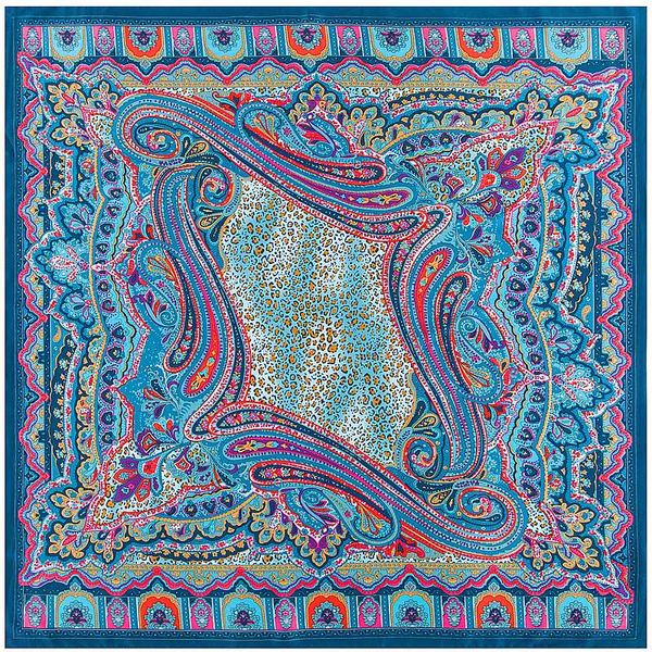 

pobing]100% silk scarf women cashew painting foulard euro neckerchief square scarves female bandana office lady headband